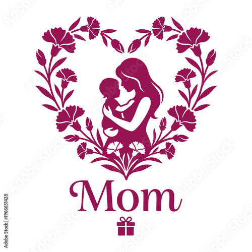 Mother holding baby in heart shape.