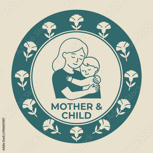 Mother Hugging Her Little Child.