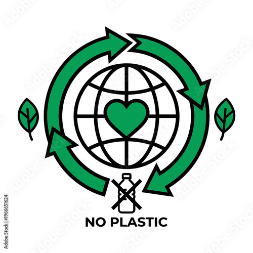 No Plastic Earth Globe Symbol.