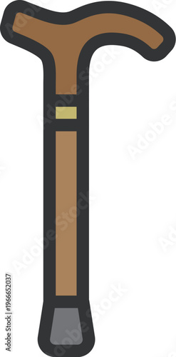 シンプルな、杖のアイコン（線画カラー）のイラスト