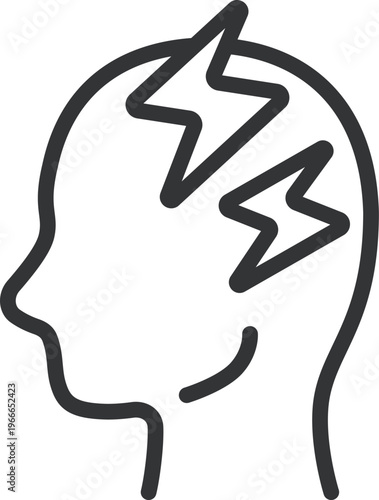 頭痛がする、頭のアイコン（線画）のイラスト