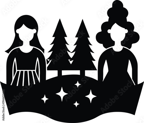 Thematic cutouts silhouette vector art illustration