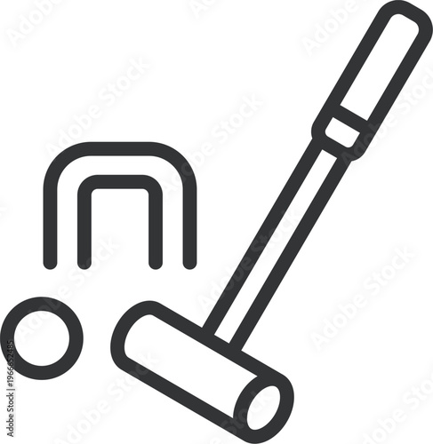 ゲートボールのアイコン（線画）のイラスト