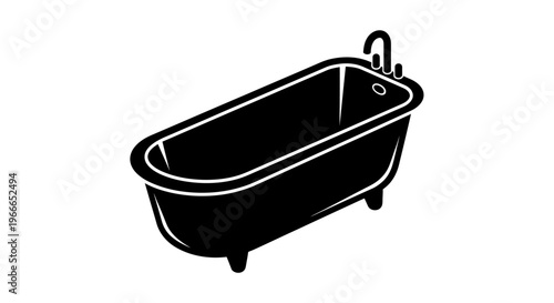 A sleek black bathtub design minimalist and modern shown as a silhouette