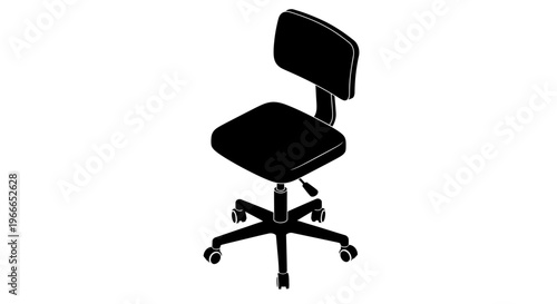 Black office chair with five legs isolated on a white background silhouette