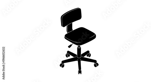 Black office chair with five wheels a stark visual silhouette