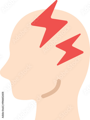 頭痛がする、頭のアイコンのイラスト