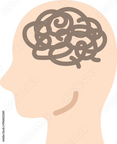モヤがかかった、頭のアイコンのイラスト