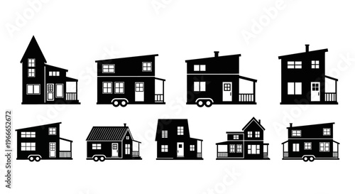 Collection of tiny house designs in black a minimalist silhouette