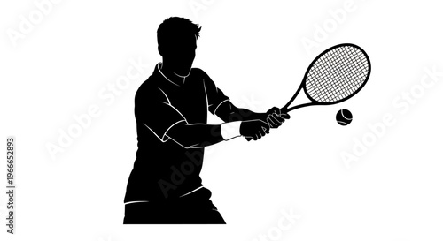 A tennis player preparing to strike the ball dynamic black silhouette