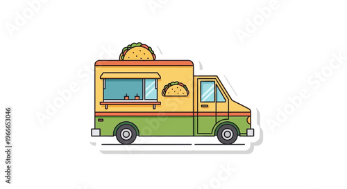 Food Truck Illustration Side View.