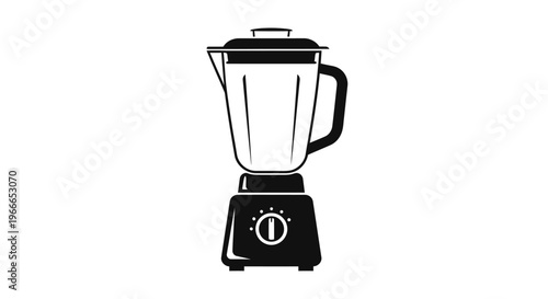 A black silhouette of a kitchen blender against a white background silhouette
