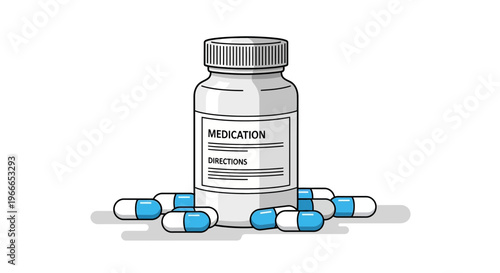 Medication Bottle with Pills.