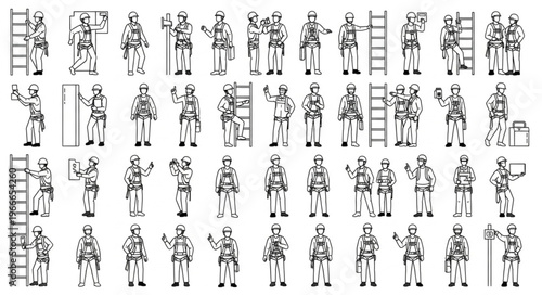 Collection of Ancient Egyptian Hieroglyphs Depicting People and Activities.