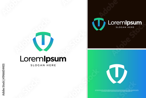 Letter T and V shield logo design template