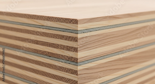 Close-up detail of a meticulously stacked wooden surface, showcasing intricate natural grain patterns and distinct alternating material layers, highlighting craftsmanship and organic textures