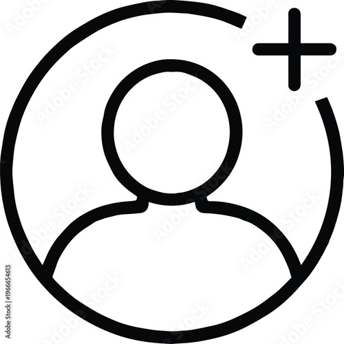 user profile icon circle outline person with plus sign