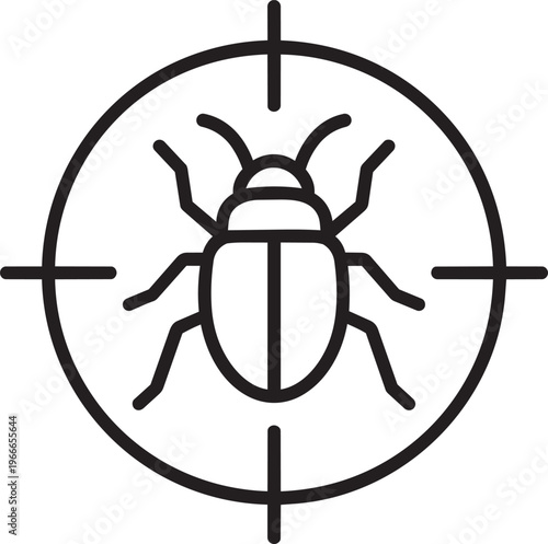 Crosshair target aiming at beetle bug representing pest eradication and extermination service concept line icon vector