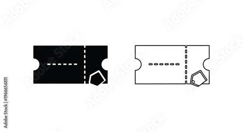 a black and white illustration of two movie tickets Vector