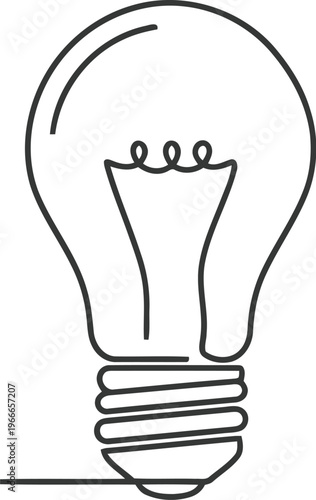 A simple line drawing of a light bulb on a representing ideas and innovation in a minimalist style