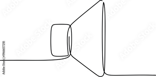 A minimalist line drawing of a megaphone connected to a wire