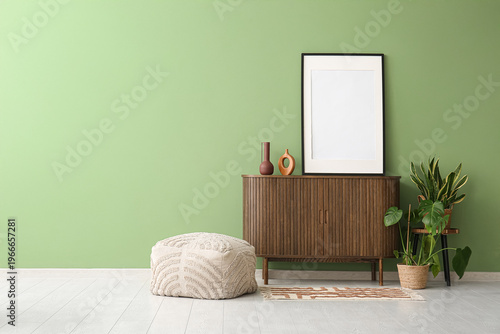 Wooden cabinet with decor a...