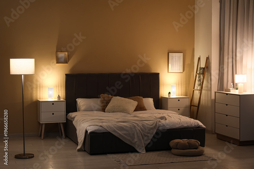 Interior of bedroom with co...
