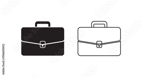 a black and a white briefcase with a handle and buckle Vector