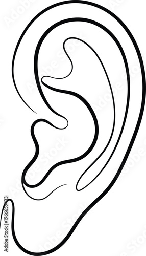 Human Ear Anatomy Line Art Vector Doodle