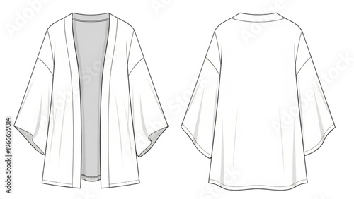 Vector CAD design of a white garment in two views