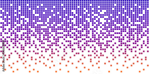 Neon AI pixel fade gradient bg. Blue and purple gradient background. Abstract digital pattern with square elements grid. Vibrant futuristic cyber neural network texture. Modern vector illustration.