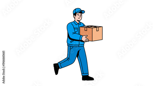 Man Carrying Brown Box.