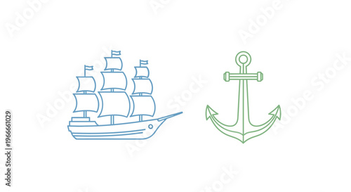 Ship Anchor Nautical Icon Set.