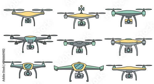 Drone Models in Various Colors Shown.