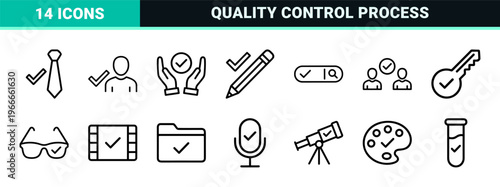 Minimalist Checkmark and Approval Outline Symbols for Corporate Compliance, Quality Assurance, and Digital Verification Interface Design.