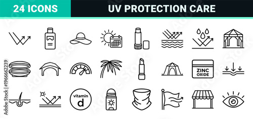 Sun Protection and Skincare Safety Minimalist Monoline Geometric Line Art for Dermatology and Summer Health Wellness Digital Interface