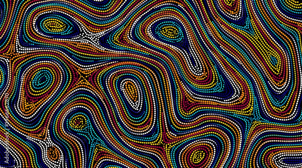 Αυτοκόλλητο Traditional Australian Aboriginal tribal pattern with intricate dots and lines, aboriginal, indigenous, culture, art