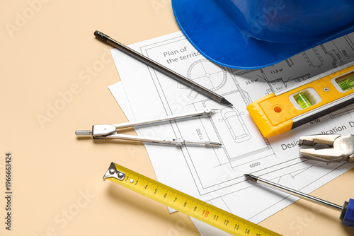 Compasses, house plan and c...