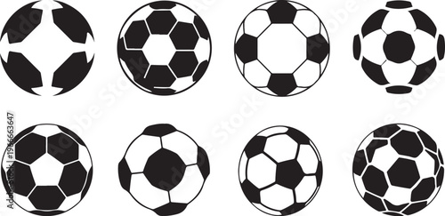 Collection of various soccer ball designs and patterns