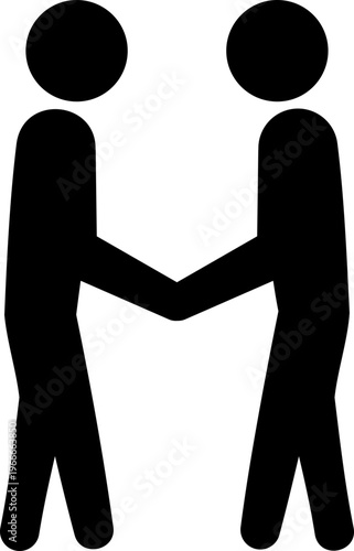 対等なパートナーシップと合意を表現した握手アイコン（モノクロ・シルエット・契約締結・マッチング・信頼）