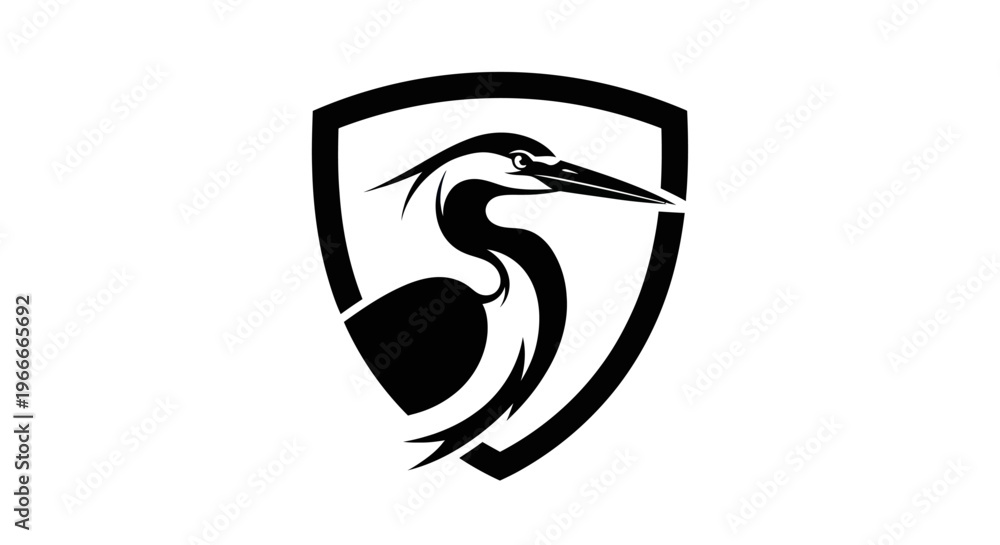Obraz premium Elegant heron logo silhouette design on white background
