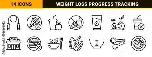 Weight Management and Healthy Nutrition Minimalist Monoline Geometric Line Art for Fitness Tracking and Dietary Planning Applications