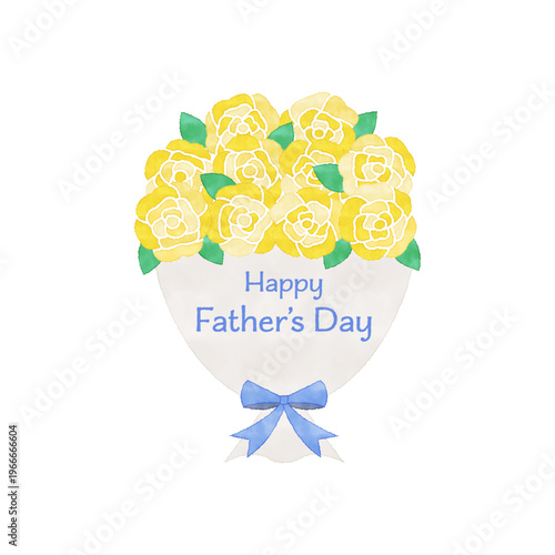 手書き風　父の日のフラワーギフト 黄色いバラの花束イラスト