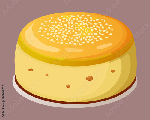 Golden honey sponge cake with a soft texture and light crumb served as a sweet treat - Vector Illustration