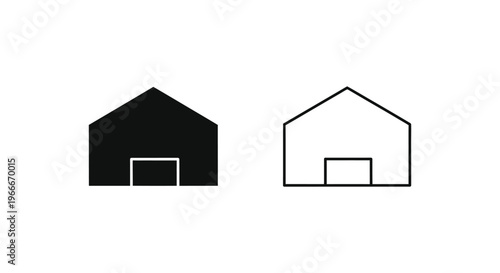 a black and white house with a garage Vector