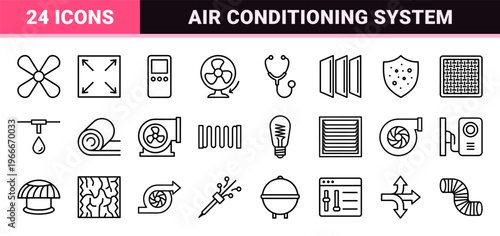 HVAC and Climate Control System Engineering: Minimalist Monoline Geometric Line Art for Air Conditioning and Ventilation Interfaces.