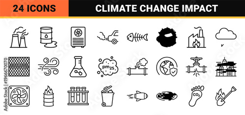 Air Pollution and Environmental Impact Minimalist Monoline Geometric Line Art for Climate Change and Ecological Crisis Awareness