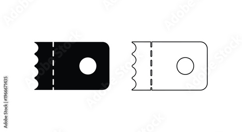 a black and white ticket stub with a perforated line Vector