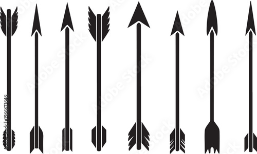 Collection of various black arrows on white background illustration