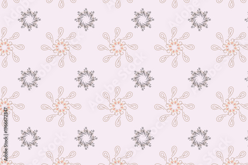 soft  geometric floral  seamless pattern with star shaped floral motifs in a minimalist tile layout